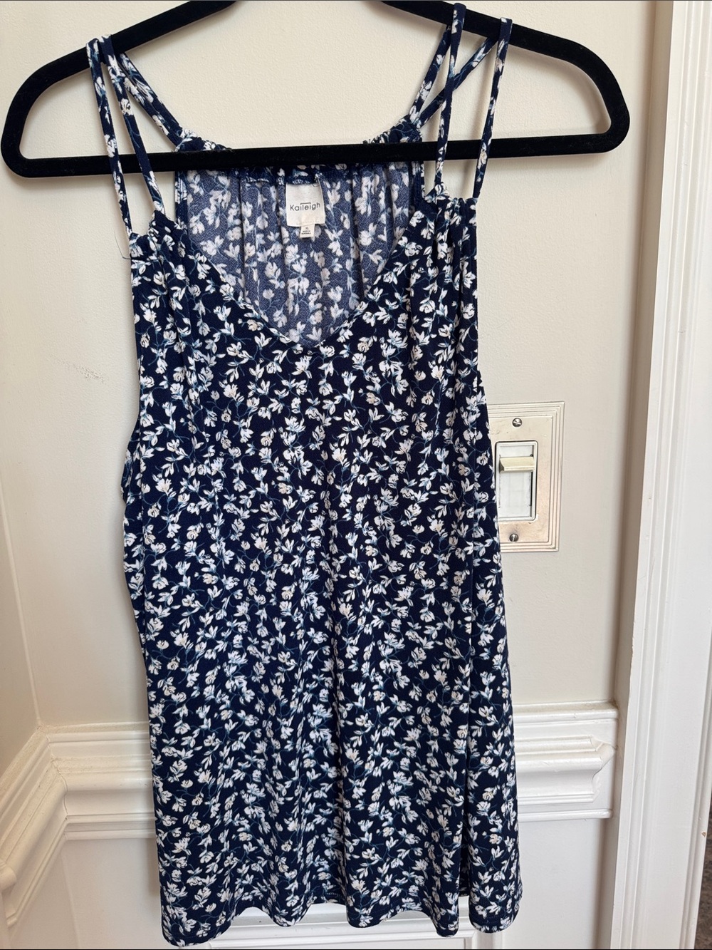 Kaileigh Navy and White Floral Slip Romper